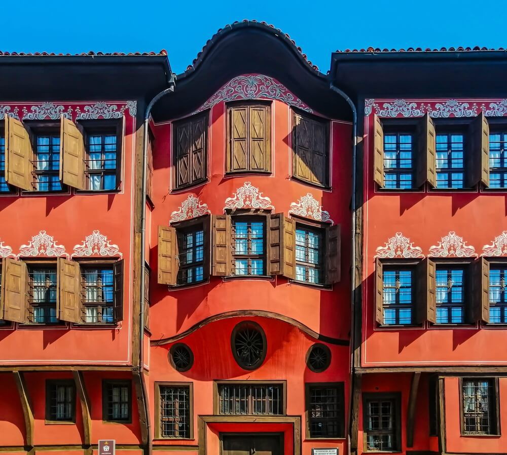 Things to do in Bulgaria: A typical and traditional red building in Plovdiv