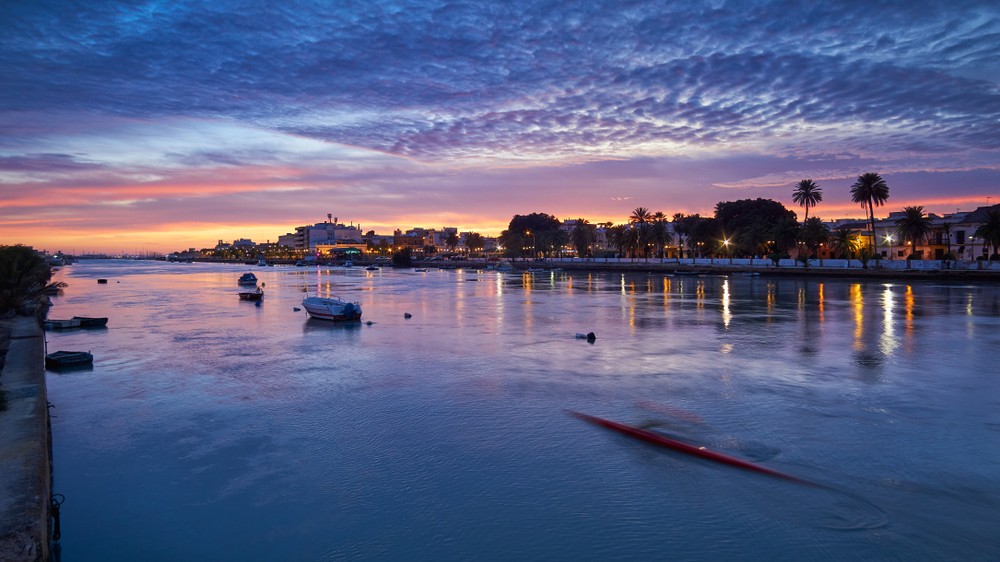 Puerto de Santa María: Views across the Guadalete River at sunset