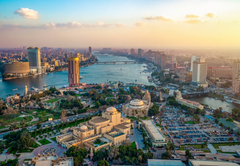 Things to do in Cairo: A bird’s eye view of the city of Cairo along the Nile river