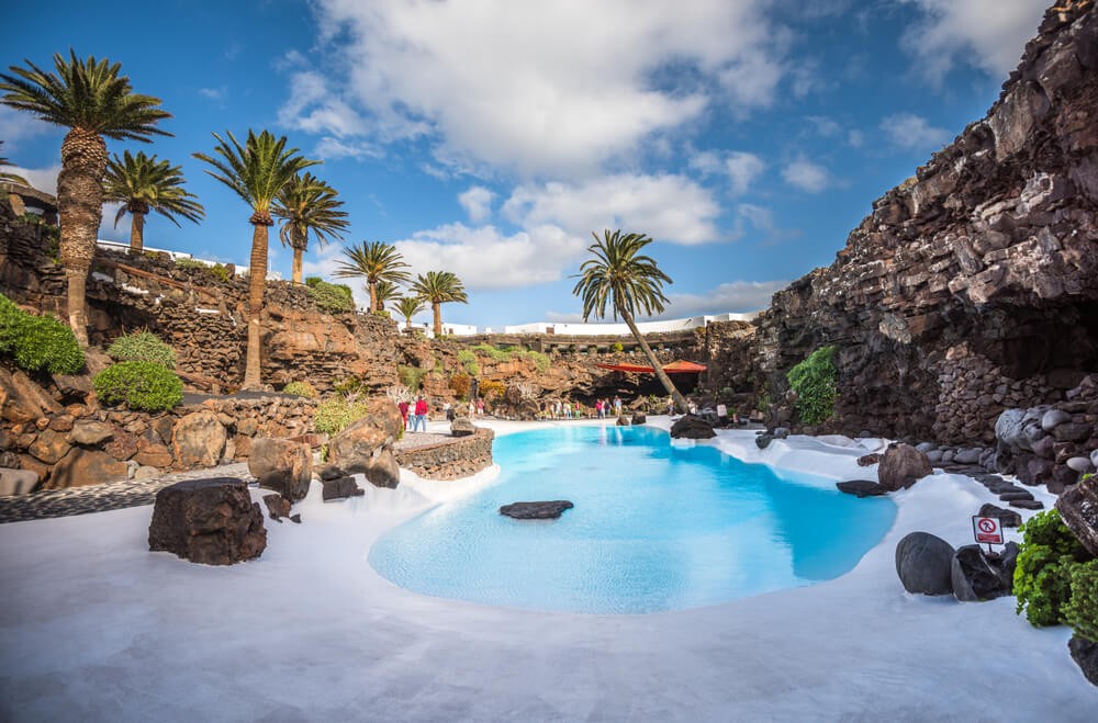 Lanzarote: A view of the pool inside Jameos del Agua