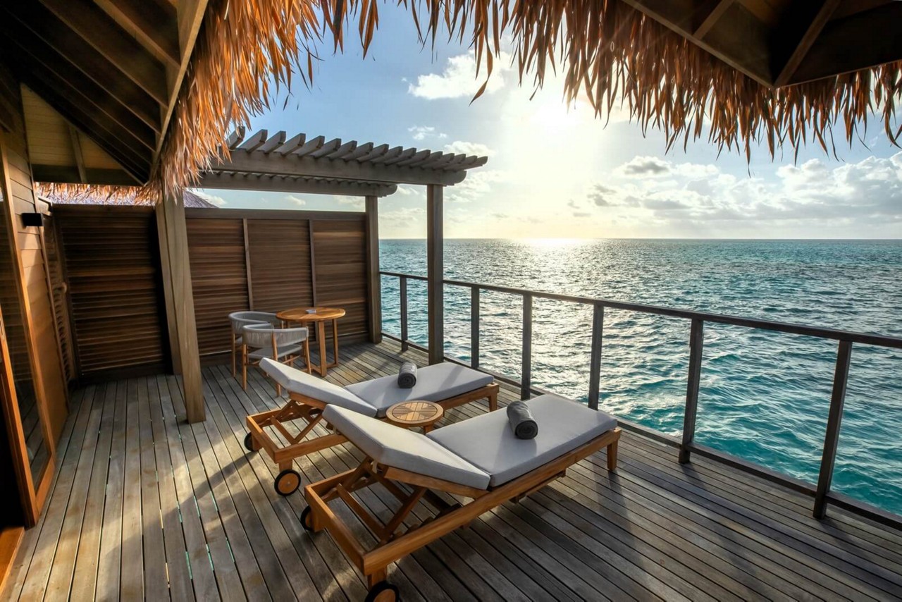 Maldives: A view of the bungalows at the Barceló Whale Lagoon, Maldives