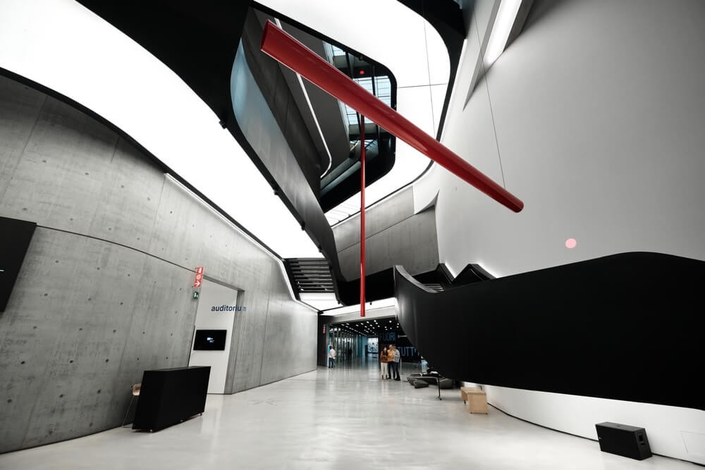 The white spaceship-style interiors of the MAXXI Museum in Rome